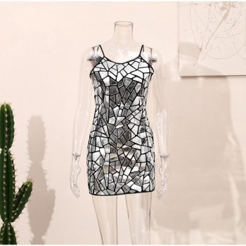 Sexy Metallic Sequin Halter Dress for Women - 2023 Summer Glitter Party Robe